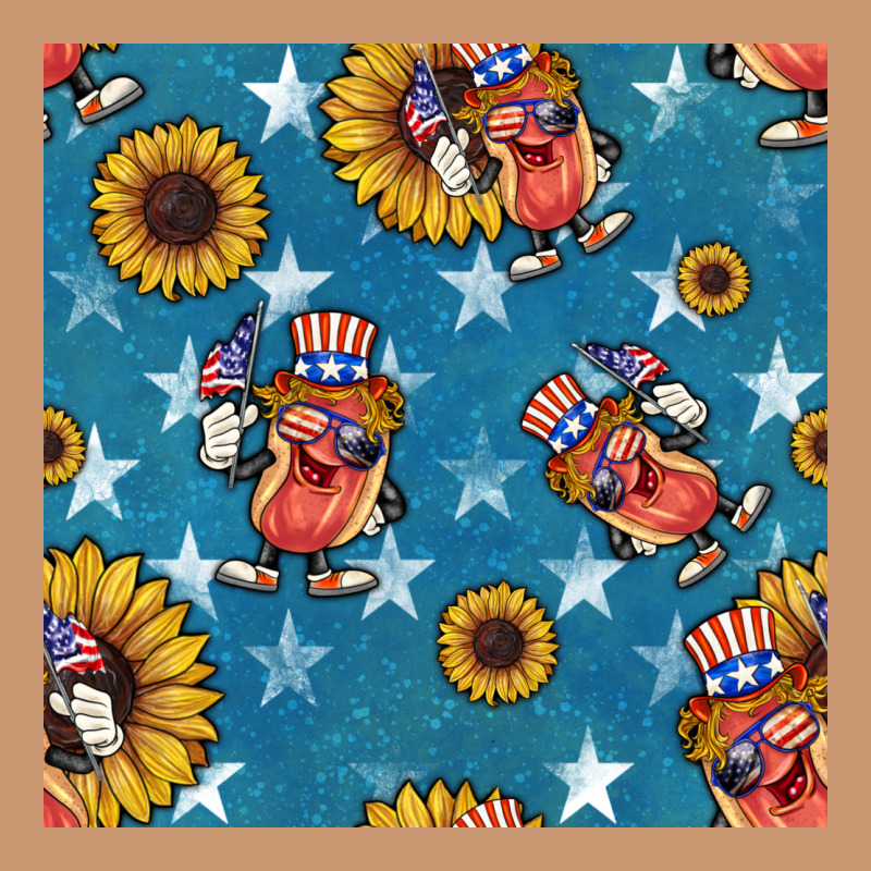 4th Of July Sunflowers Hotdog Seamless Pattern Heavyweight Hoodie by BundleAndBundleShop | Teevron