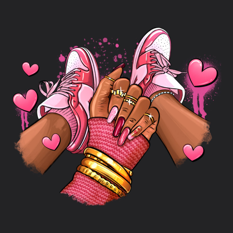 Valentines Day Afro Girl Sneakers Vintage Tee by RanaPortraitStore | Teevron