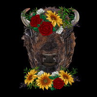 Bison Face With Flowers Long Sleeve Tee | Teevron