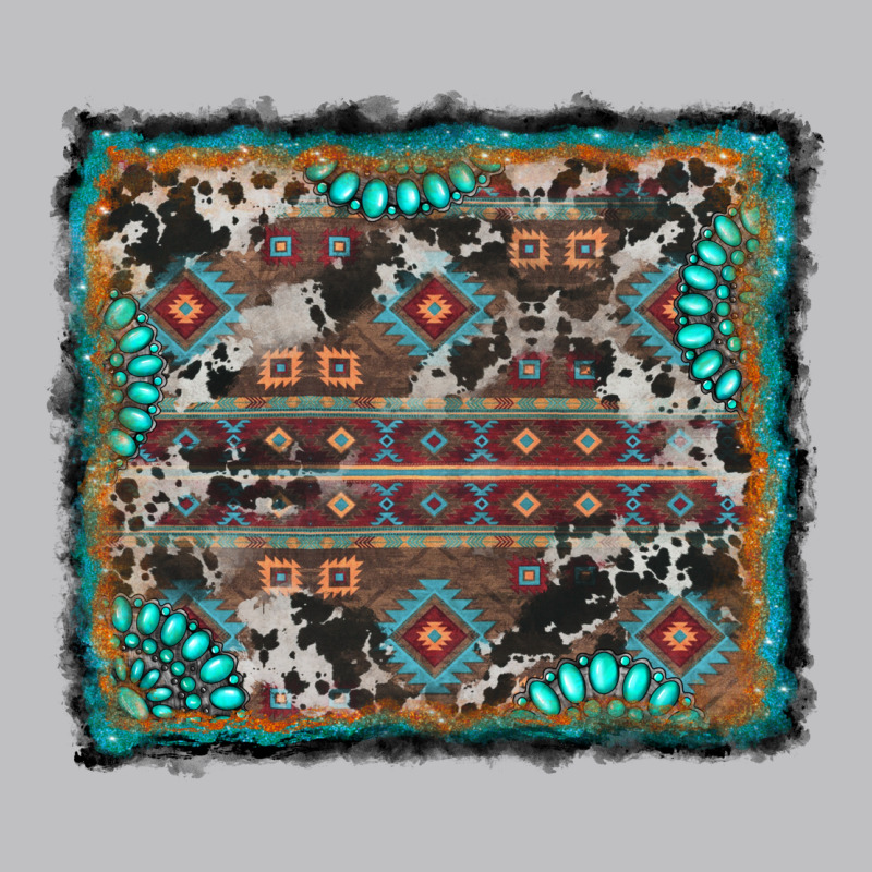 Aztec Background With Gemstone And Cowhide Long Sleeve Tee by RanaPortraitStore | Teevron