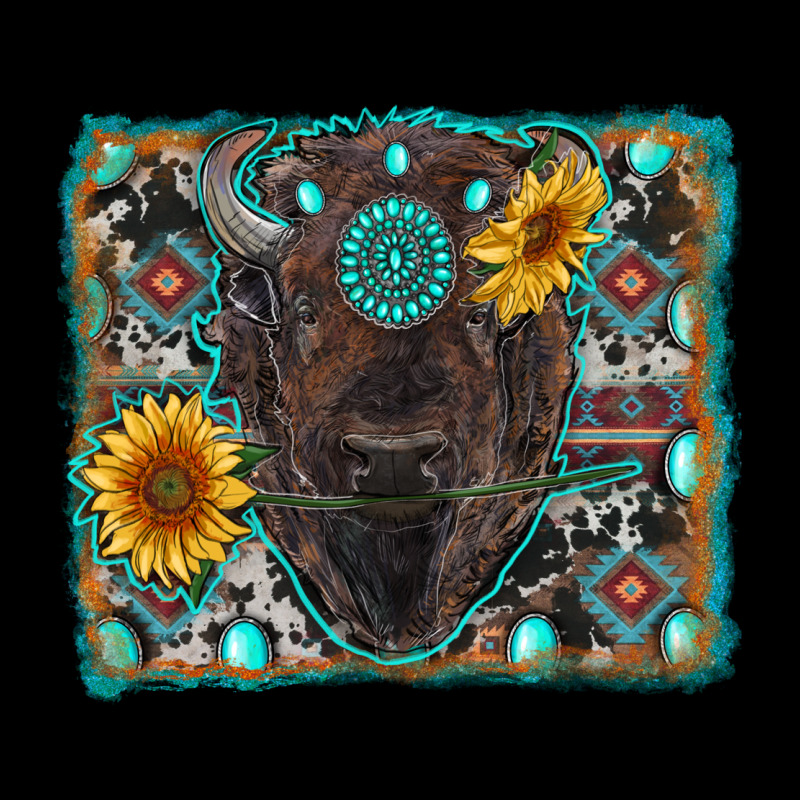 American Bison Wıth Sunflower And Gemstone Long Sleeve Tee by RanaPortraitStore | Teevron