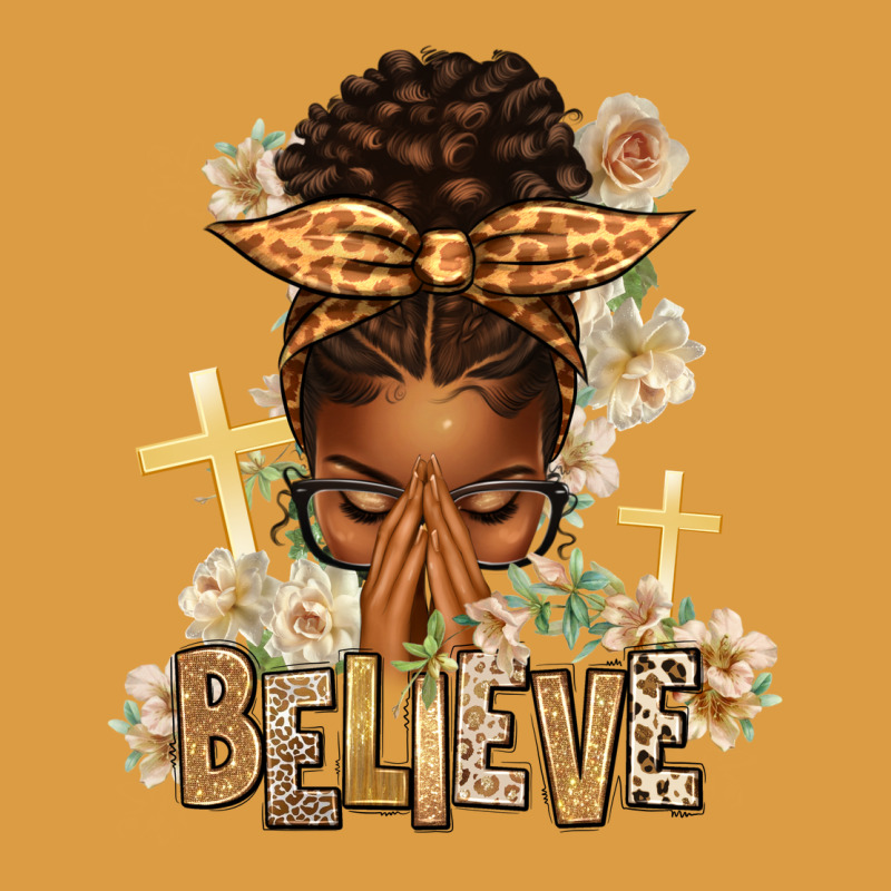 Believe Praying Afro Messy Bun Urban Heavy Tee by texasbilliewilder | Teevron