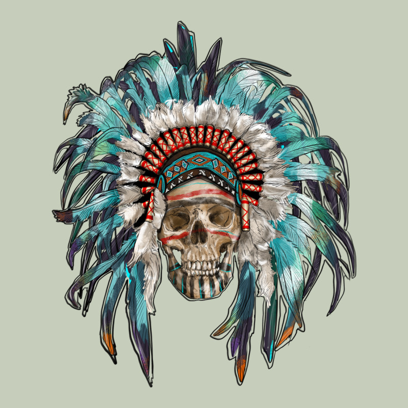 Indian Headdress With Native American Skull Long Sleeve Tee by RanaPortraitStore | Teevron