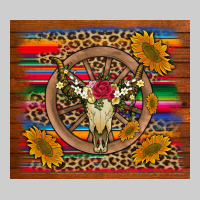 Serape Sunflowers Bull Skull Background Premium Sweatshirt | Teevron