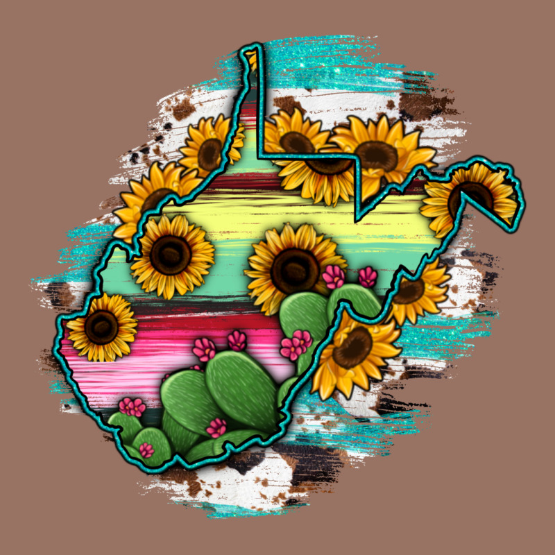 West Virginia Map Sunflower Cactus Serape Premium Hoodie by RanaPortraitStore | Teevron