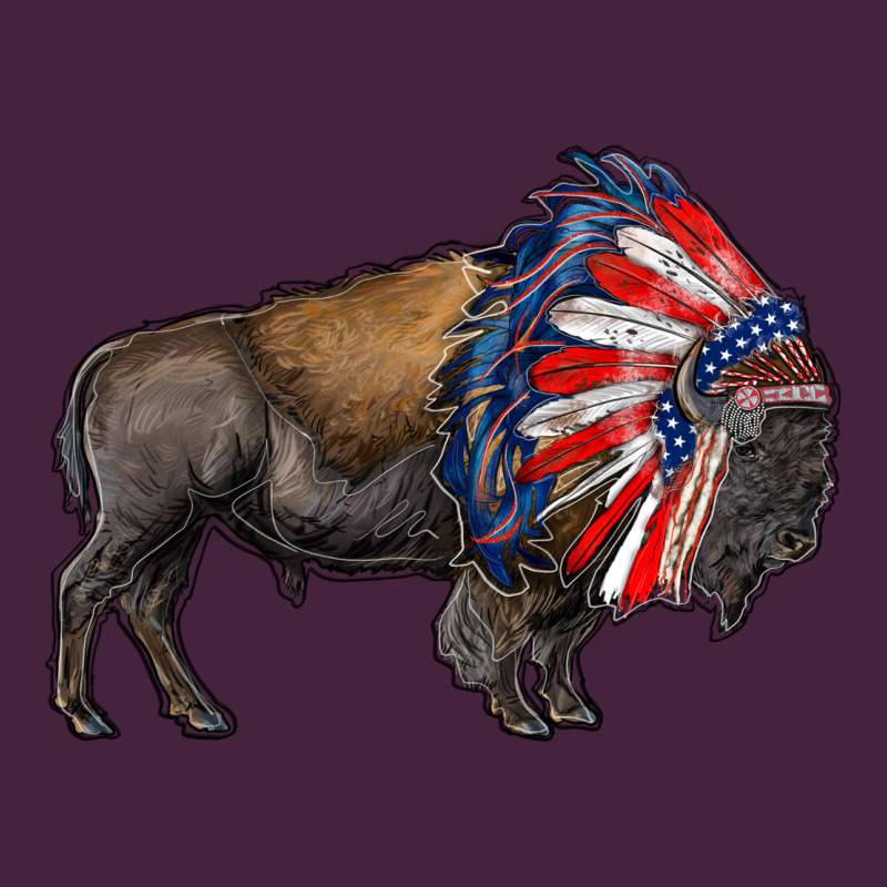 American Bison With Indian Headdress Long Sleeve Tee by RanaPortraitStore | Teevron