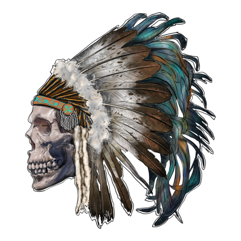 Skull With Indian Headdress Long Sleeve Tee by RanaPortraitStore | Teevron