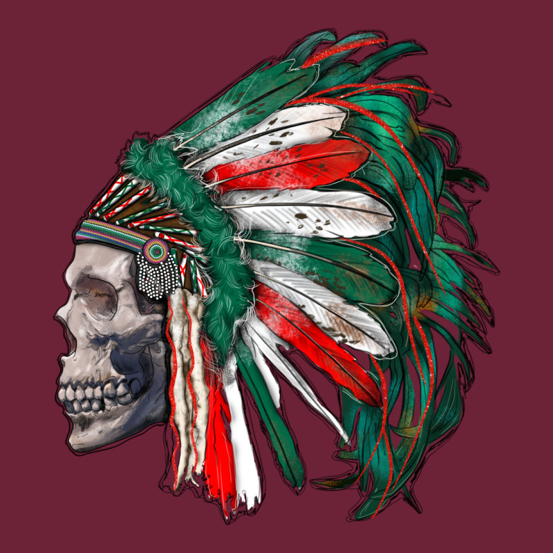 Mexican Indian Headdress With Skull Long Sleeve Tee by RanaPortraitStore | Teevron