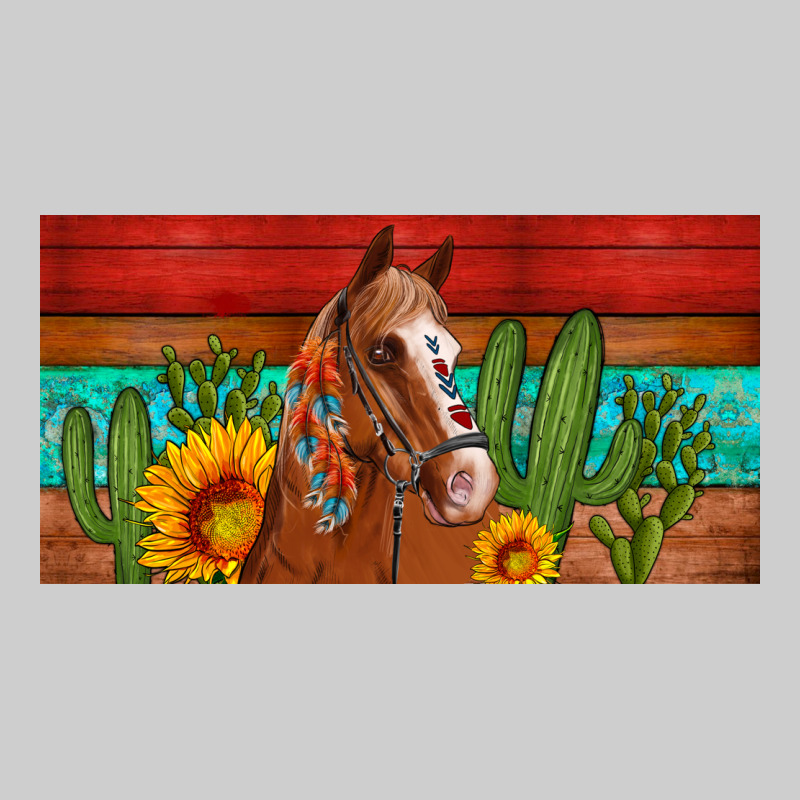 Aztec Horse Cactus And Sunflowers License Plate Template Premium Sweatshirt by Artiststas | Teevron