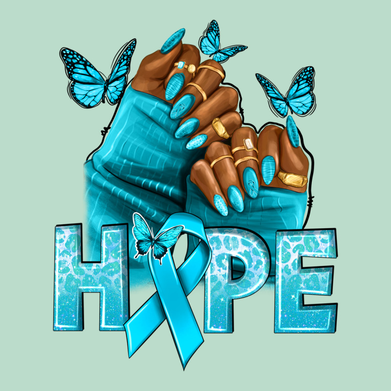 Hope Teal Ribbon Ovarian Cancer Nails Premium Hoodie by NancyCooperArtShop | Teevron