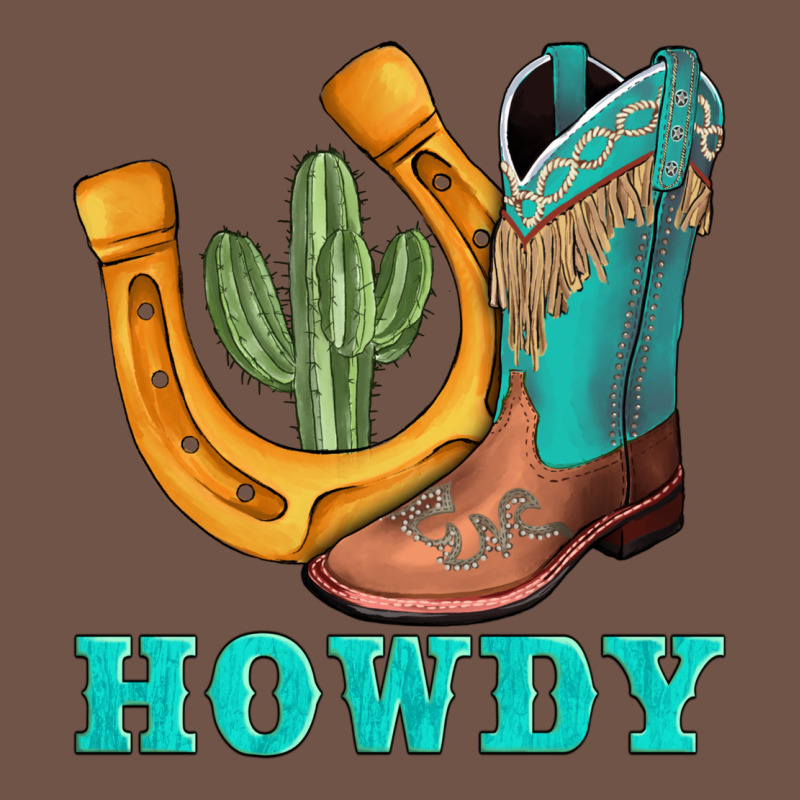 Howdy Turquoise Cowboy Boots Horseshoe Premium Sweatshirt by AdoDesignShop | Teevron