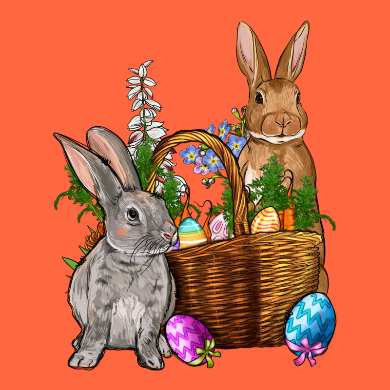Bunnys Carrots Eggs With Basket Easter Premium Hoodie by NancyCooperArtShop | Teevron