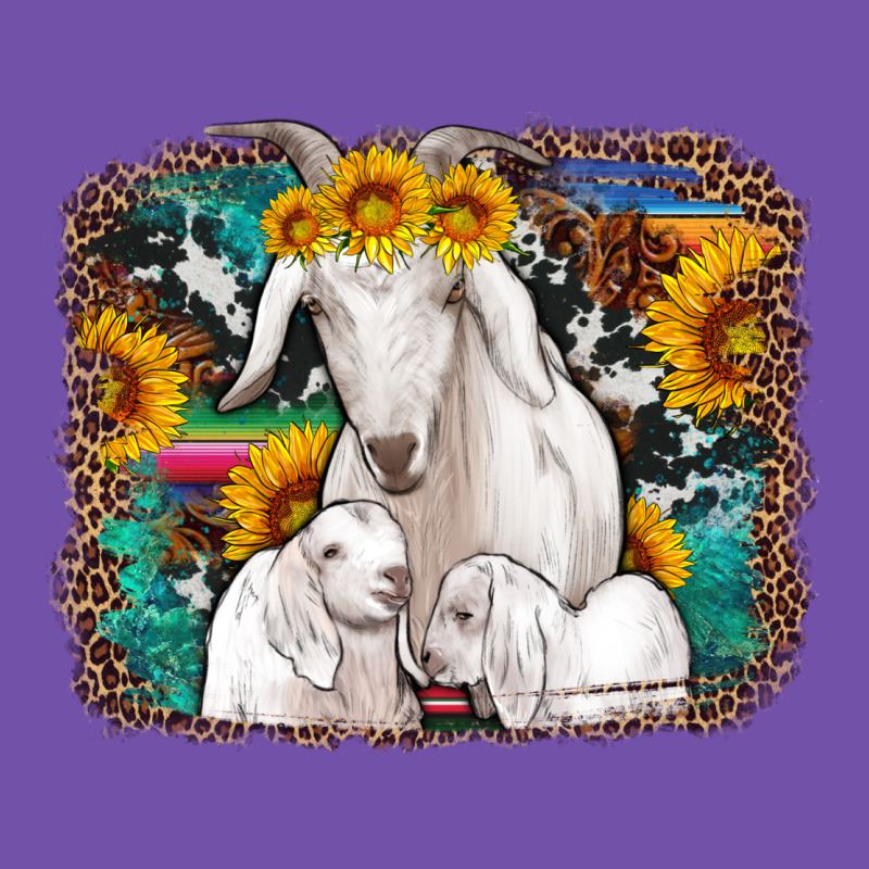 Goat Family With Sunflowers Western Serape Turquoise Background Premium Sweatshirt by Artiststas | Teevron