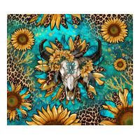 bull skull sunflowers | Teevron
