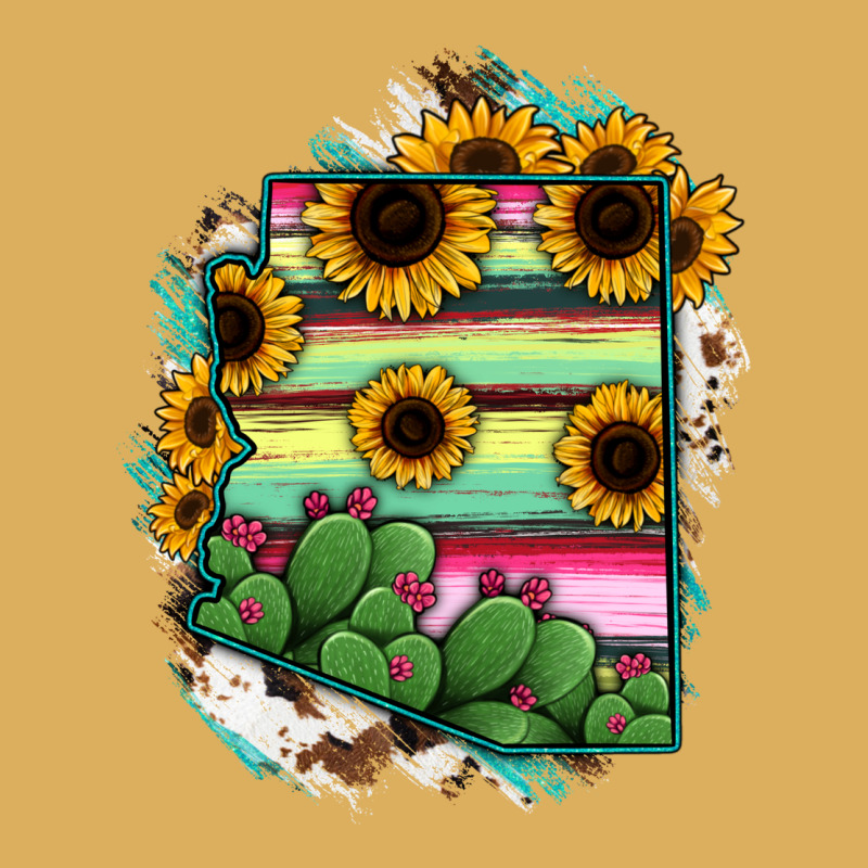 Arizona Map Sunflower Cactus Serape Premium Hoodie by RanaPortraitStore | Teevron