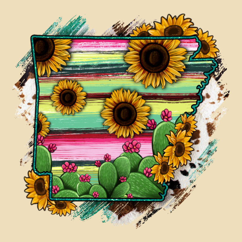 Arkansas Map Sunflower Cactus Serape Premium Hoodie by RanaPortraitStore | Teevron