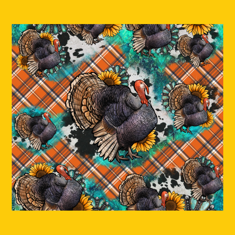 Thanksgiving Turkey Sunflower Turquoise Premium Hoodie by NancyCooperArtShop | Teevron