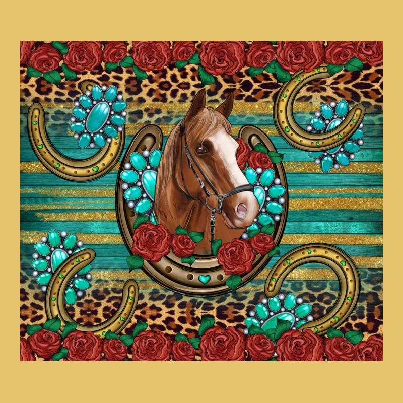 Western Horse Horseshoe Roses Gemstones Glitter Wooden Premium Sweatshirt by Artiststas | Teevron