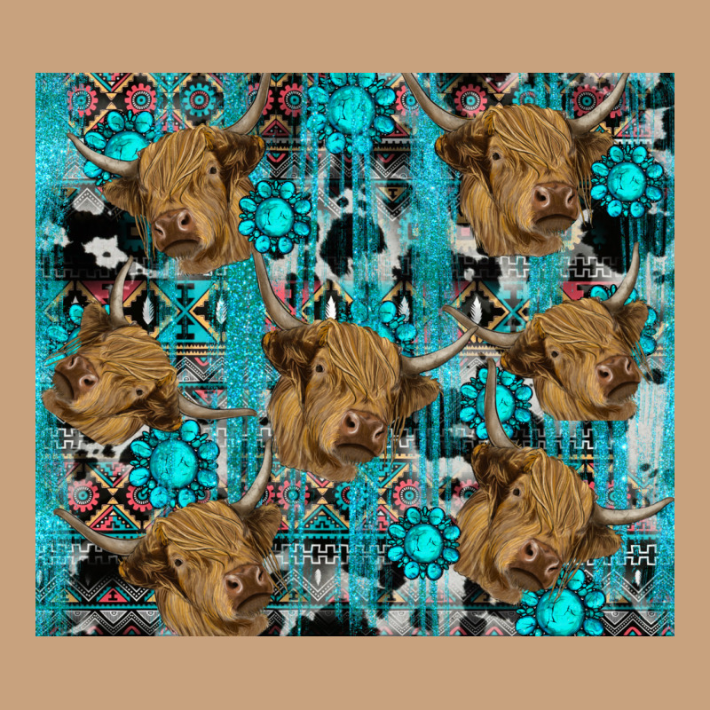 Western Aztec Highland Cow Vintage Tee by RanaPortraitStore | Teevron