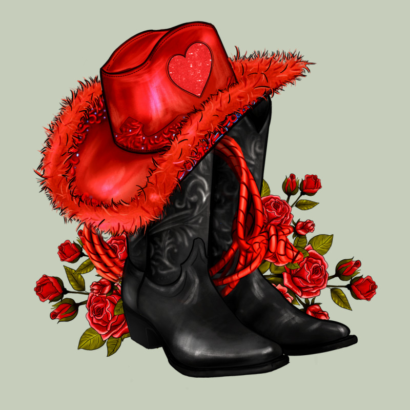 Valentines Day Cowboy Boots Red  And Roses Ladies Tee by AdoDesignShop | Teevron