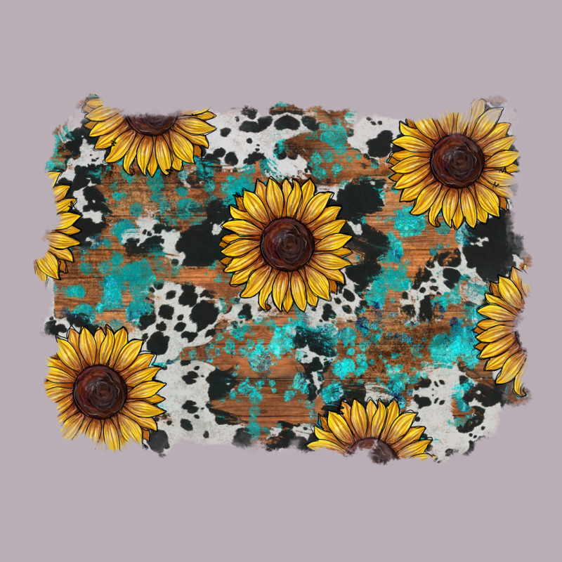 Western Sunflowers Turquoise Cowhide Background Vintage Tee by RanaPortraitStore | Teevron