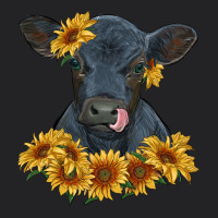 Black Angus Calf With Sunflowers Vintage Tee | Teevron