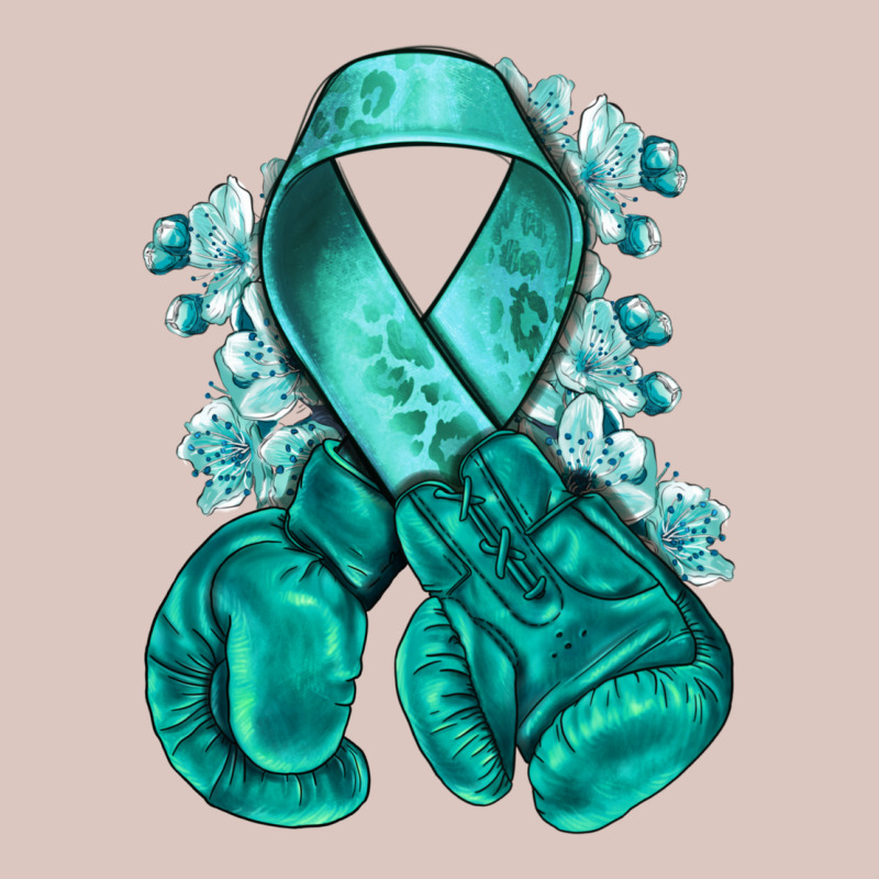 Ovarian Cancer Teal Ribbon With Boxing Gloves Premium Hoodie by NancyCooperArtShop | Teevron