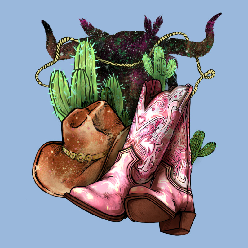 Cowgirl Boots Hat Horns Cactus Premium Hoodie by NancyCooperArtShop | Teevron