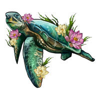 sea turtle with lotus | Teevron