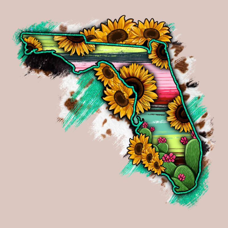 Florida Map Sunflower Cactus Serape Premium Hoodie by RanaPortraitStore | Teevron