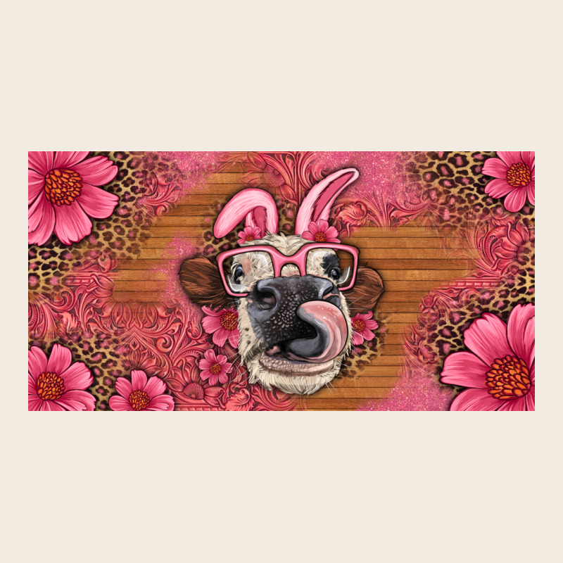Easter Heifer With Bunny Ears And Glasses License Plate Premium Sweatshirt by Artiststas | Teevron