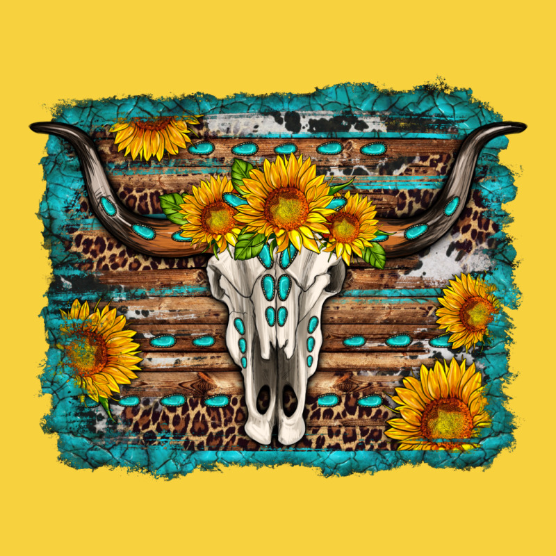 Longhorn Bull Skull Western Turquoise Background Premium Sweatshirt by Artiststas | Teevron