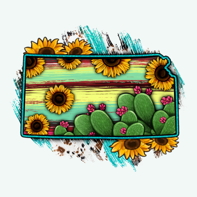 Kansas Map Sunflower Catus Serape Premium Hoodie by RanaPortraitStore | Teevron