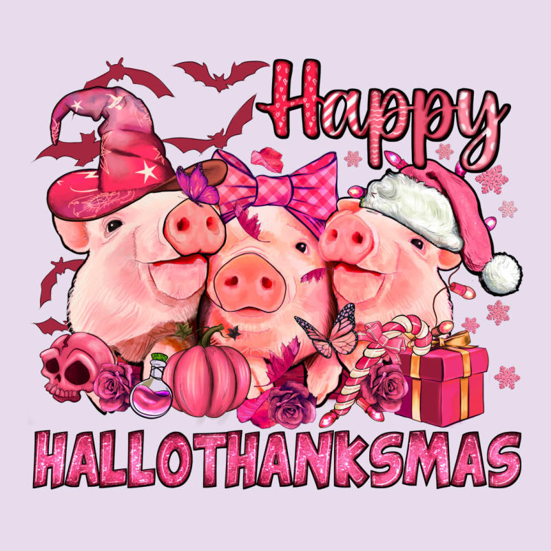 Happy Hallothanksmas Pigs Pink Premium Hoodie by NancyCooperArtShop | Teevron