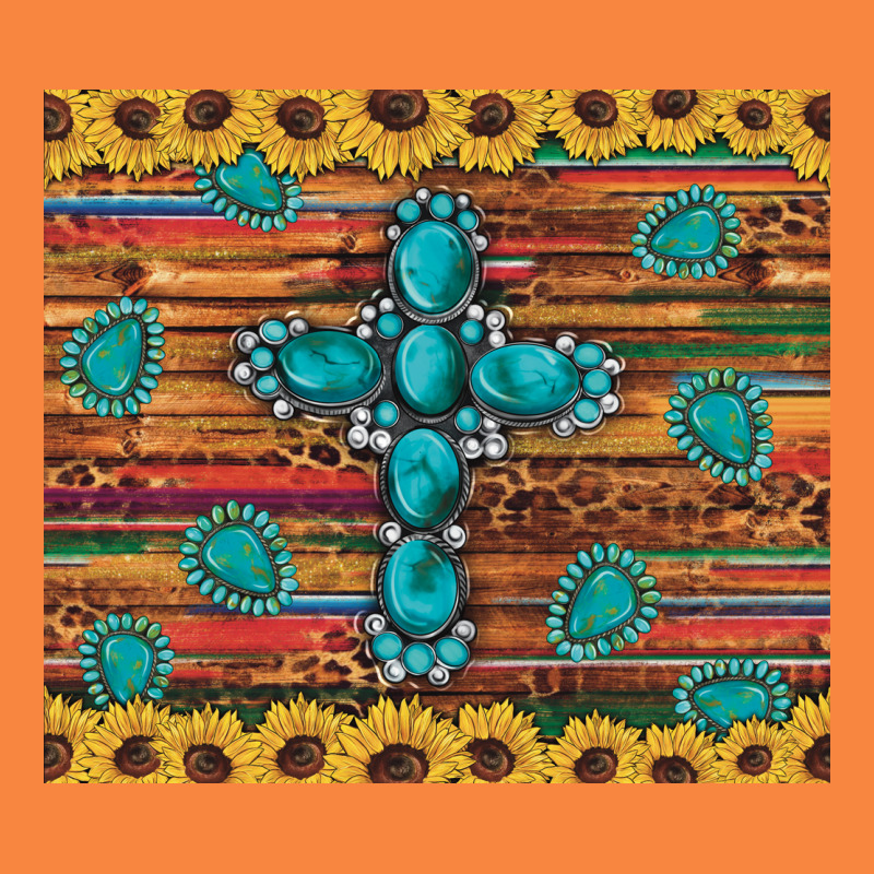 Western Gemstone Cross Sunflowers Leopard Serape Glitter Wooden Tumble Premium Sweatshirt by Artiststas | Teevron