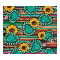 Western Gemstone Sunflowers Serape Cowhide Glitter Wooden Premium Sweatshirt | Teevron