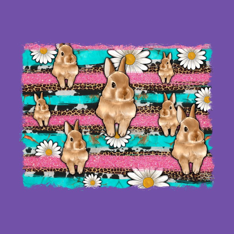 Easter Bunny With Daisy And Turquoise Cowhide Leopard  Background Premium Sweatshirt by Artiststas | Teevron