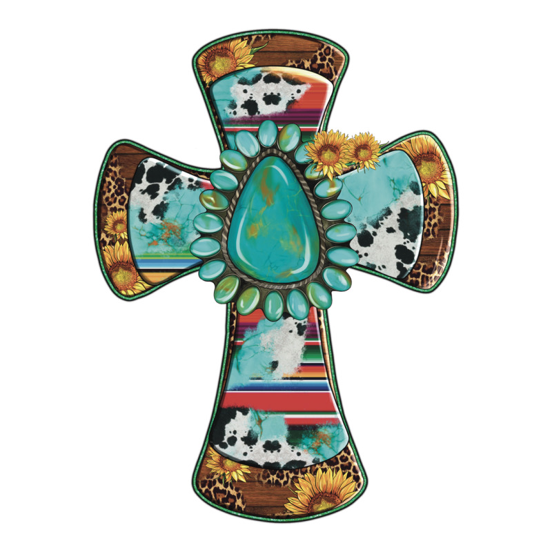 Cross With Leopard Sunflower Gemstone Serape Cowhide Premium Sweatshirt by Artiststas | Teevron