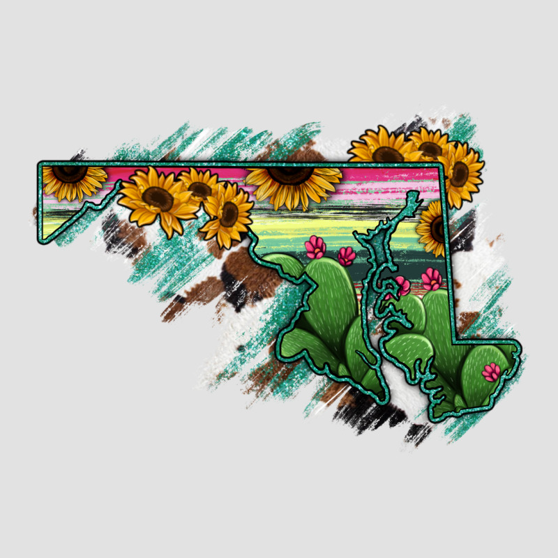 Maryland Map Sunflower Cactus Serape Premium Hoodie by RanaPortraitStore | Teevron