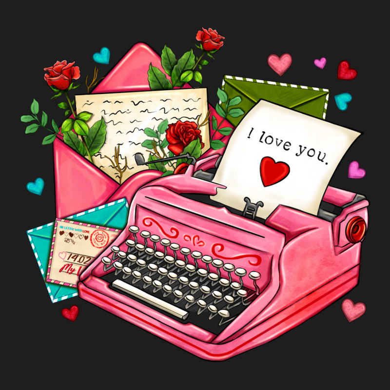 Pink Typewriter And Letters Heavyweight Hoodie by AdoDesignShop | Teevron
