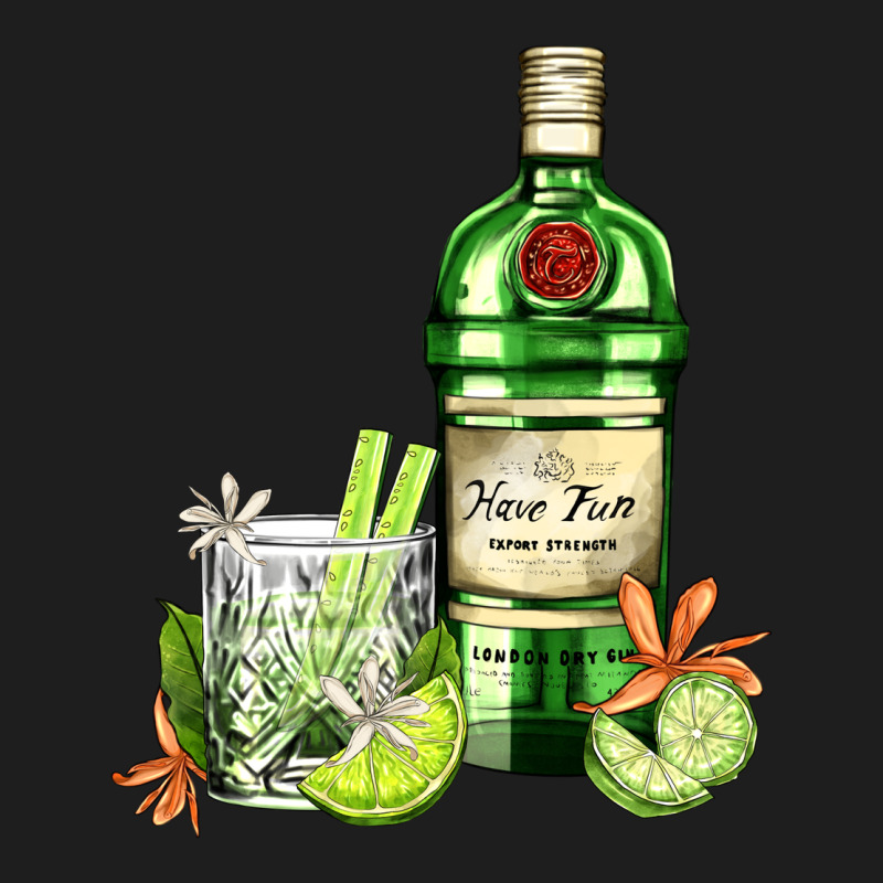 Gin Tonic Bottle And Cocktail Heavyweight Hoodie by AdoDesignShop | Teevron