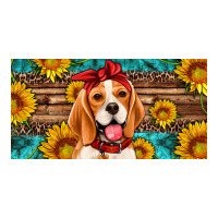 beagle with sunflowers license plate | Teevron
