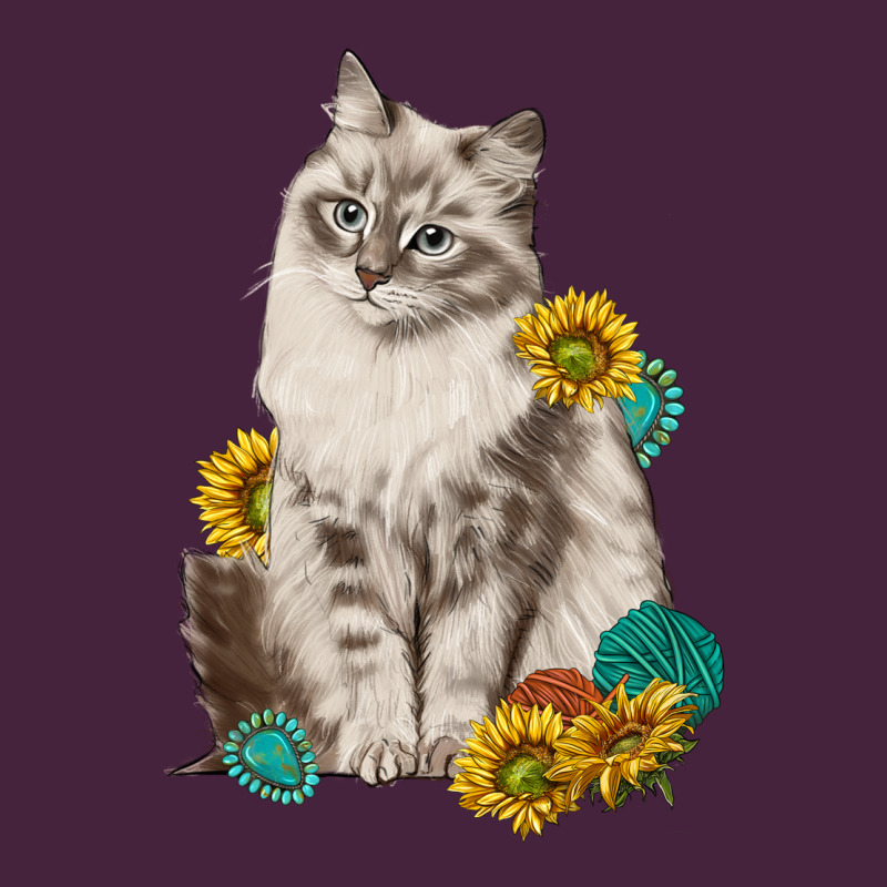 Siberian Cat Sunflower And Gemstone Long Sleeve Tee by texasbilliewilder | Teevron