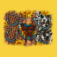 Saddle Sunflower Horseshoe Cowhide Leopard Background Premium Sweatshirt | Teevron