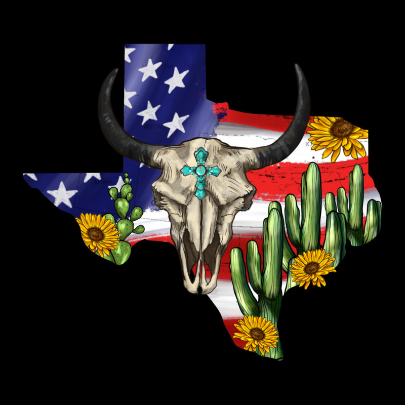 Bull Skull Texas Map American Playng Ladies Tee by BarkalooDesign | Teevron