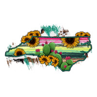 North Carolina Map Sunflower Cactus Serape | Teevron