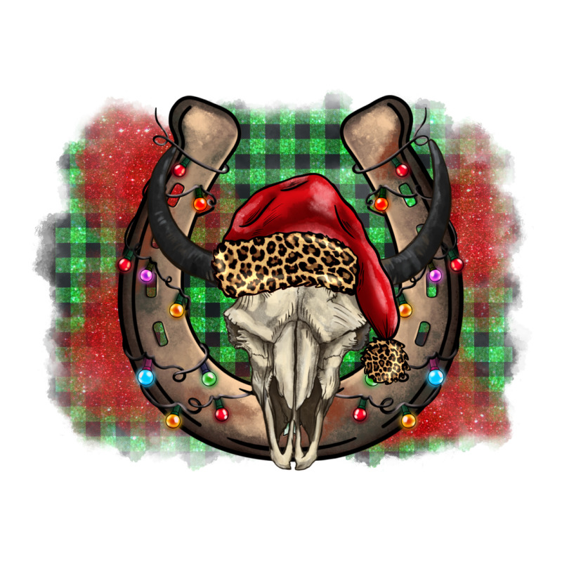 Christmas Horseshoe Bull Skull Ladies Tee by BarkalooDesign | Teevron