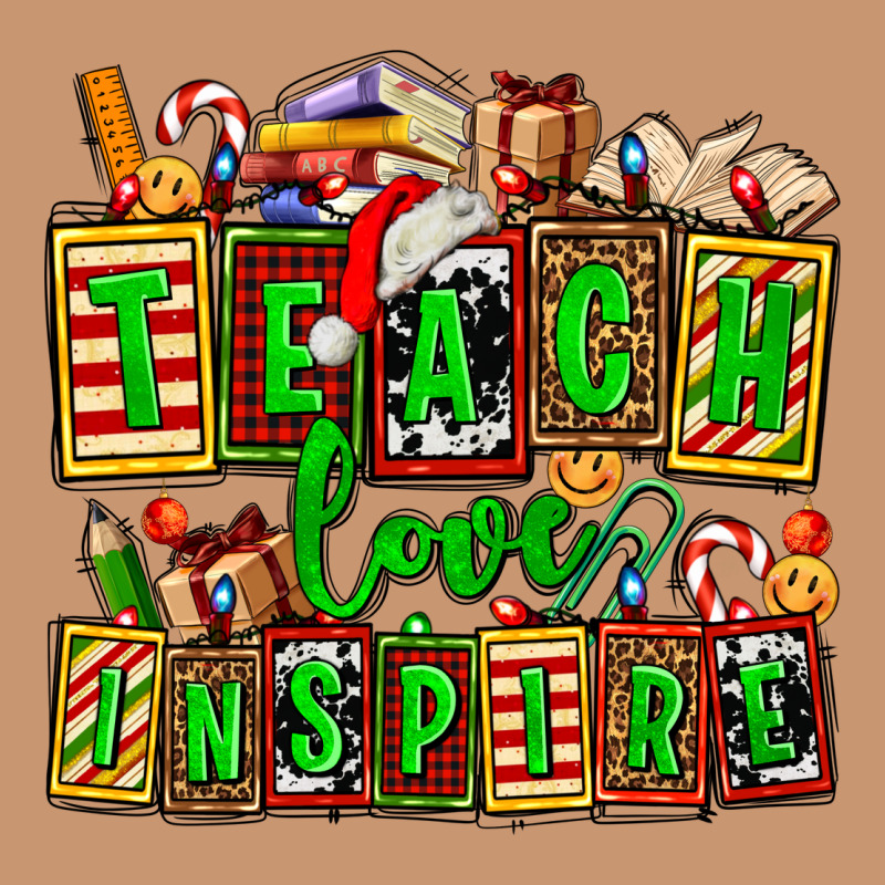 Teach Love Inspire With Christmas And Teacher Elements Heavyweight Hoodie by AdoDesignShop | Teevron