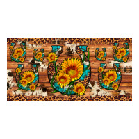 sunflower gemstone leopard cowhide horseshoe license plate | Teevron