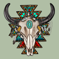 Western Aztec Bull Skull With Gemstone Urban Heavy Tee | Teevron